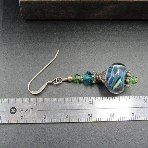 Sterling Silver Unique Glass & Crystal Earrings - Picture 4 of 5